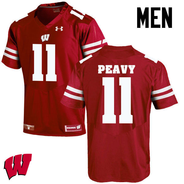 Wisconsin Badgers Men's #11 Jazz Peavy NCAA Under Armour Authentic Red College Stitched Football Jersey HS40L15EI